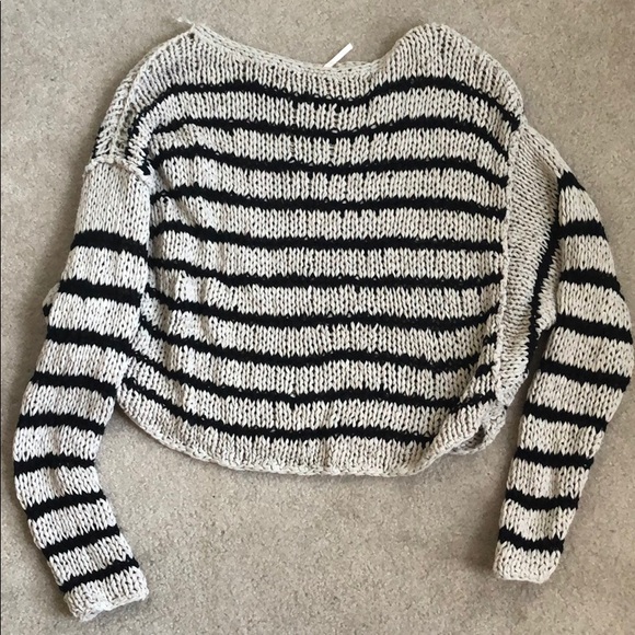 Free people over and easy stripe knit crop sweater - Picture 3 of 4